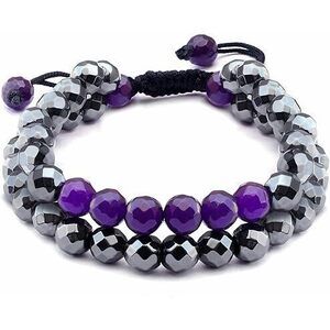 Crystal Bracelet, Hematite & Amethyst Chakra Healing Crystal Bracelets For Men &